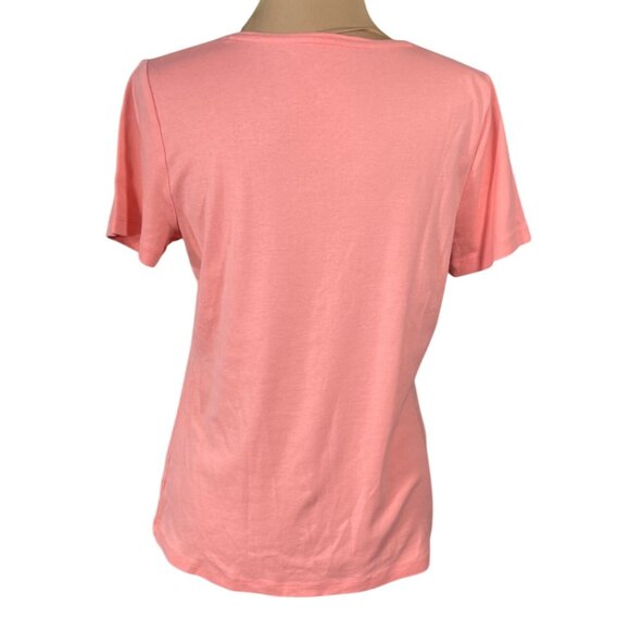 Talbots Factory T-Shirt Light Peach L Large Cotton Short Sleeve Crew Neck - Picture 3 of 5